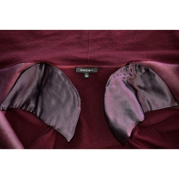 B5 Auth LAFAYETTE 148 Burgundy Hair Paneled Cashmere Open Front Cardigan Size L - Picture 4 of 4
